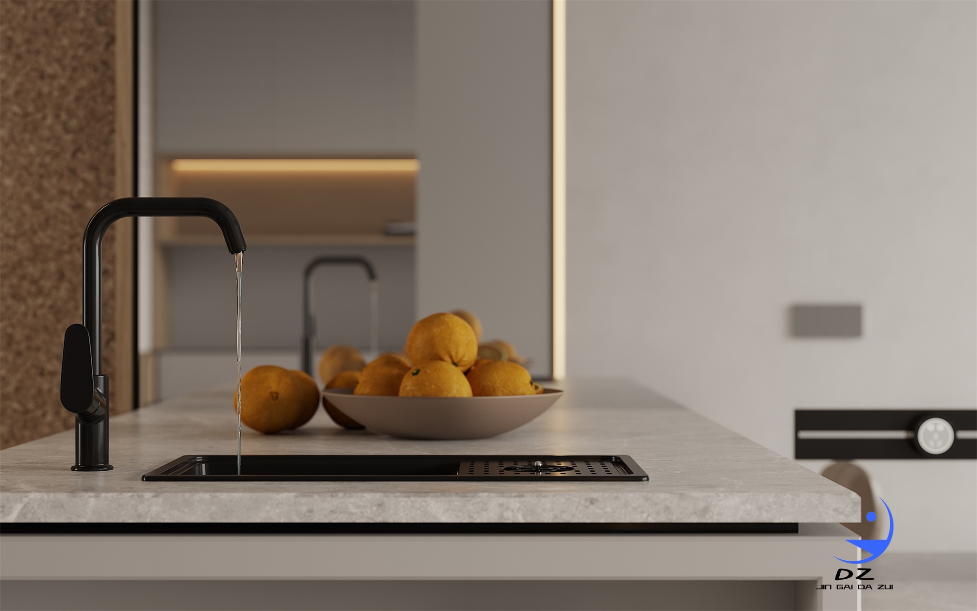 现代黑白系客餐厅卧室过道效果图-23