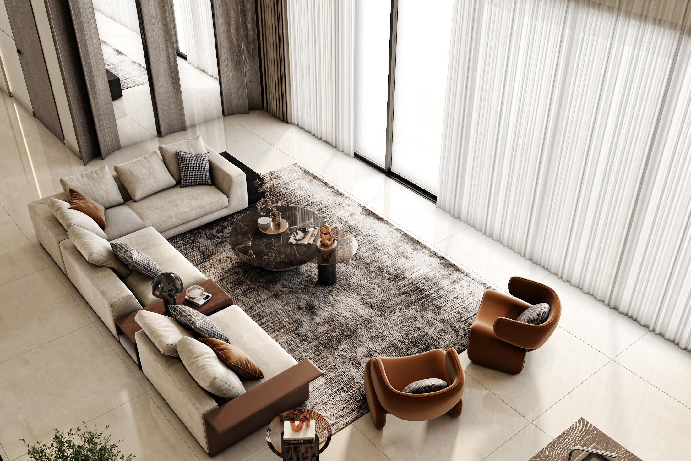 接待区与开放式厨房设计丨沙特阿拉伯丨Valley Concept Designs-19