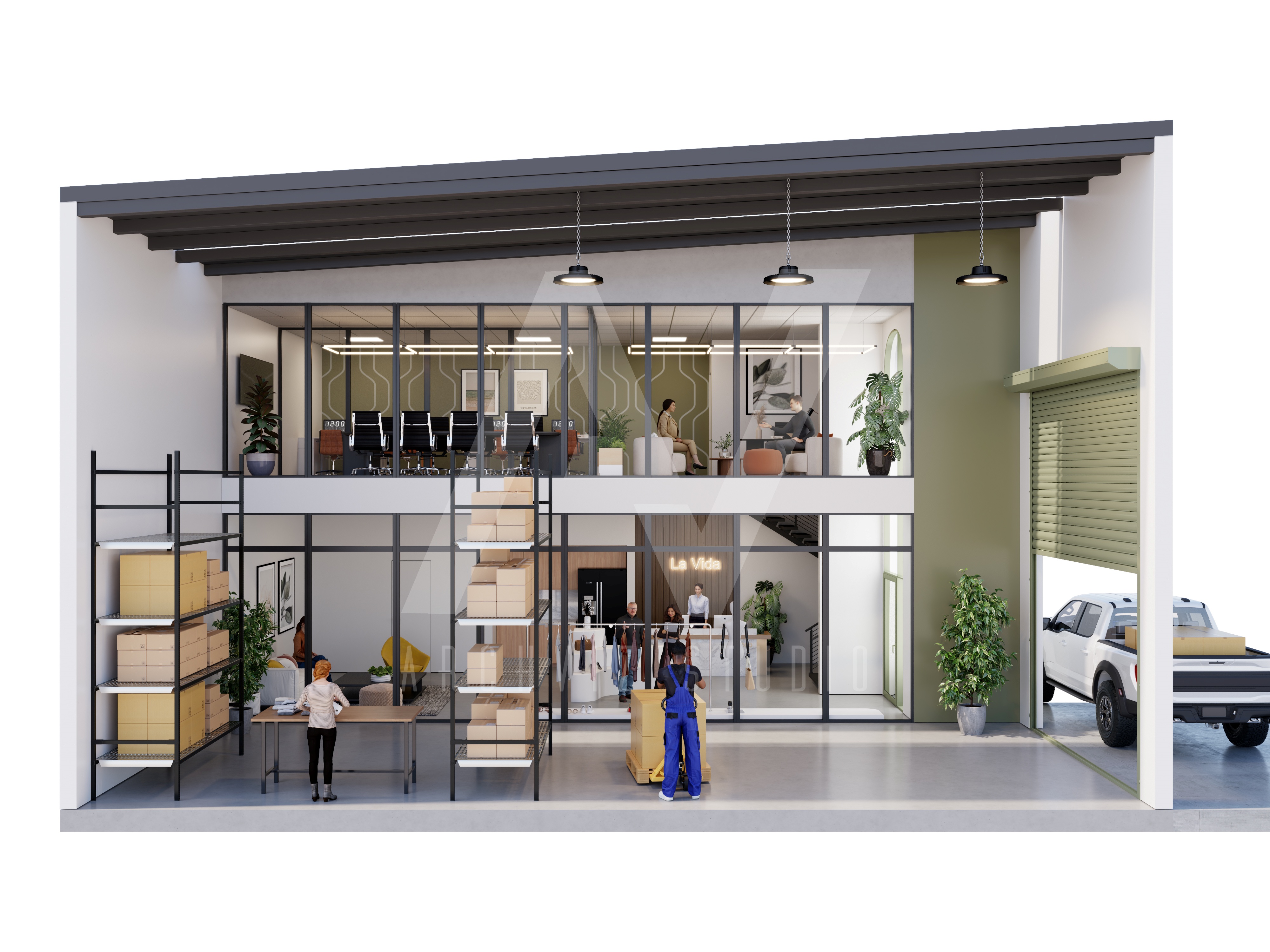 Industrial Complex | 3D Sectional Plans-50