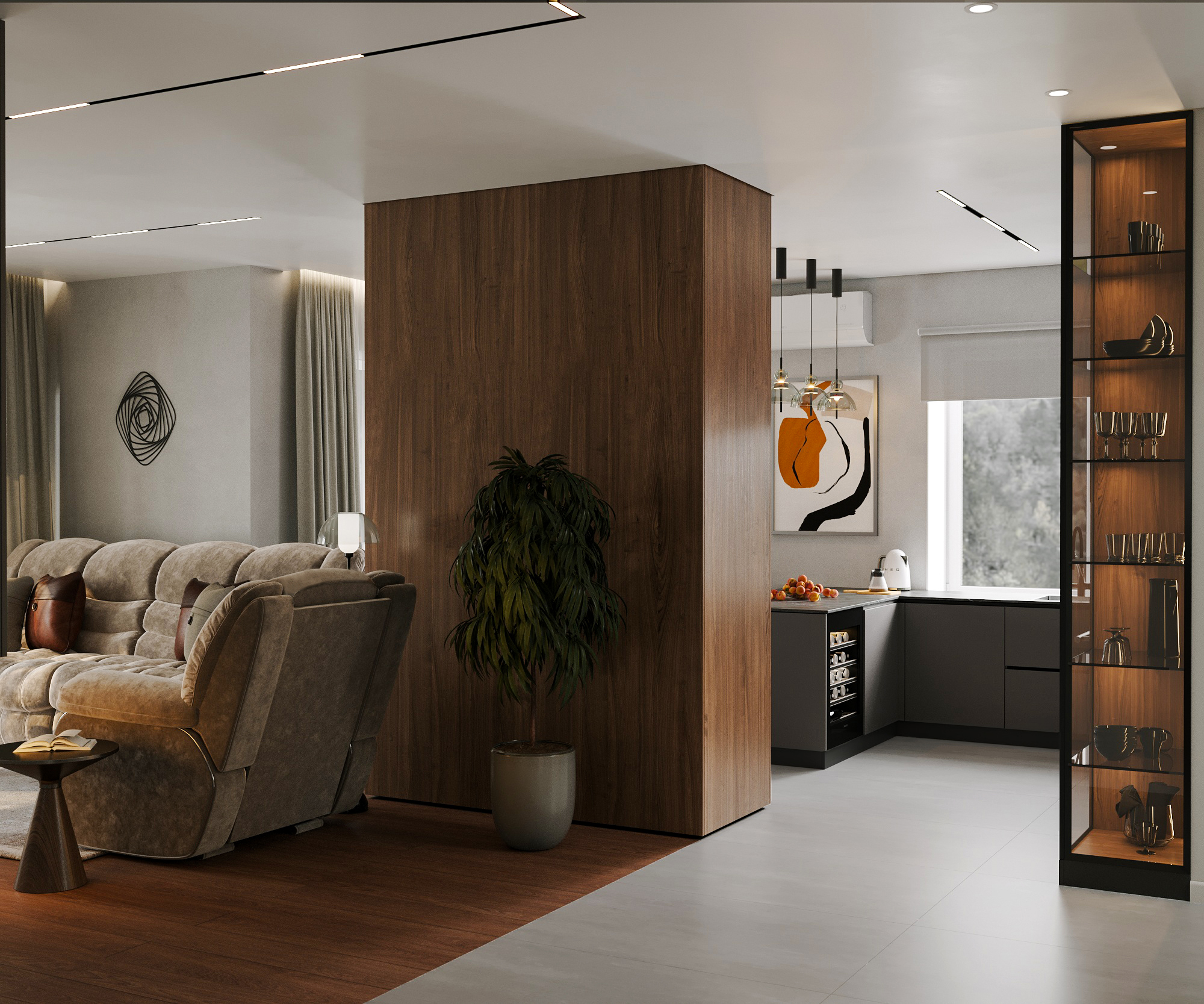 现代客厅带壁炉设计丨Polubelova Yuliya-5