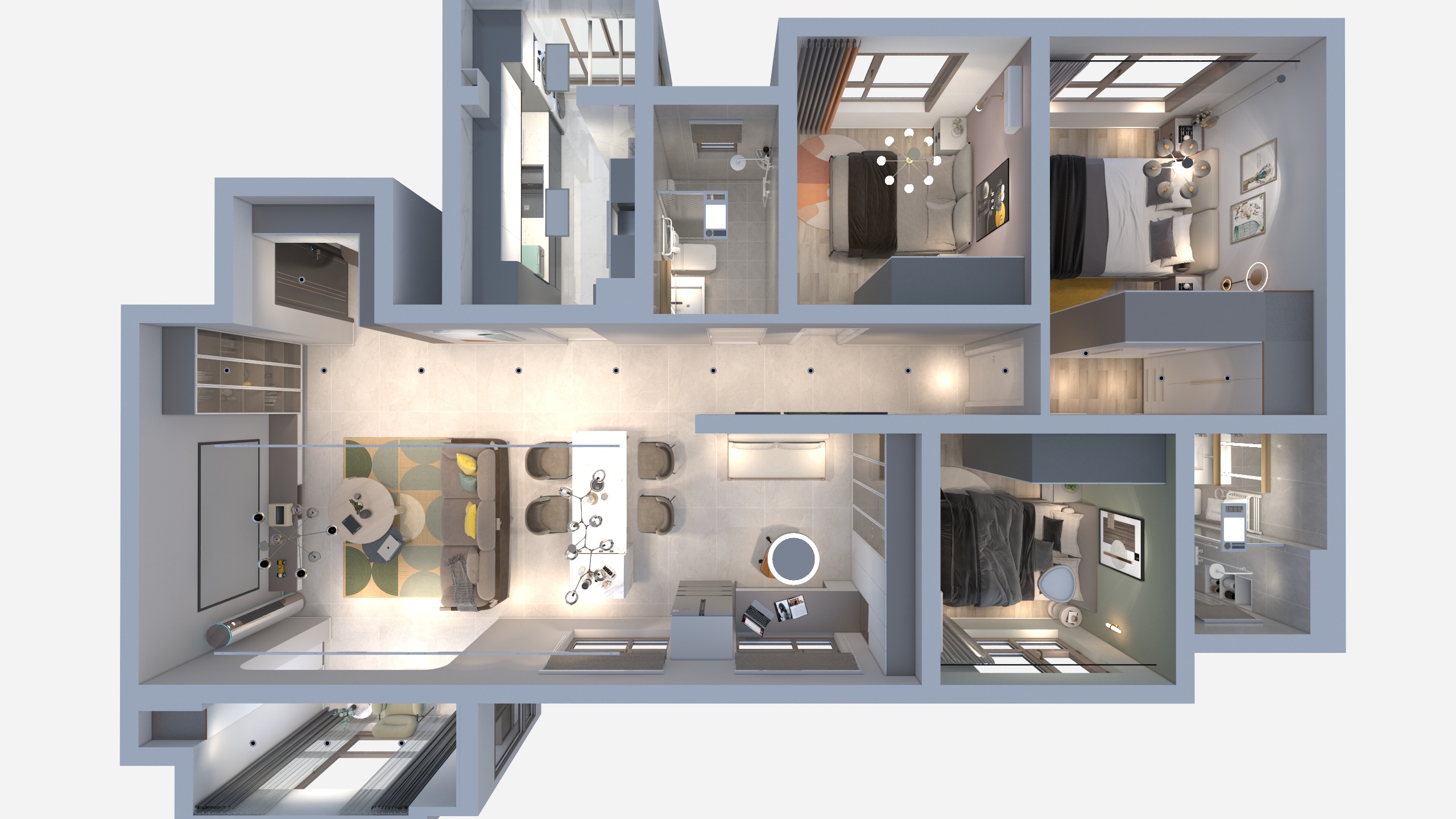 四川成都朗基香颂天府二期（113平方现代简约四居室）-0