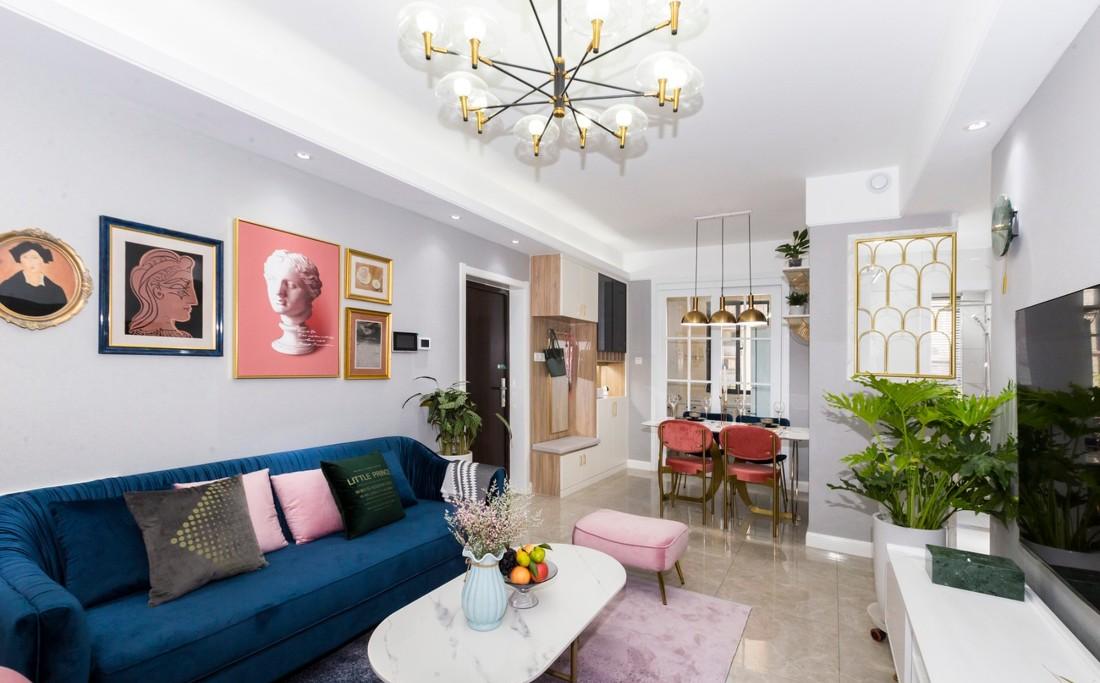 98 平米现代轻奢四房改造,设计师用心打造蓝粉主题空间-31