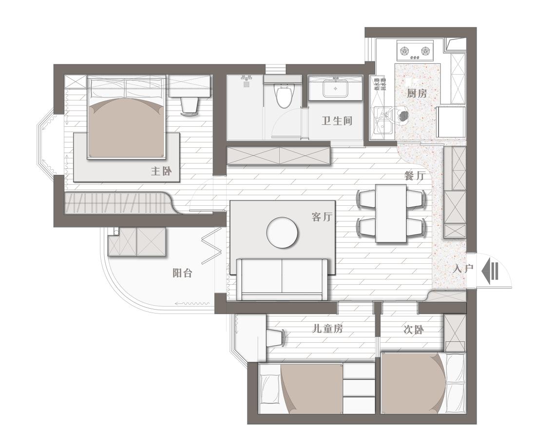 76 平方简约收纳之家丨十安空间设计-8