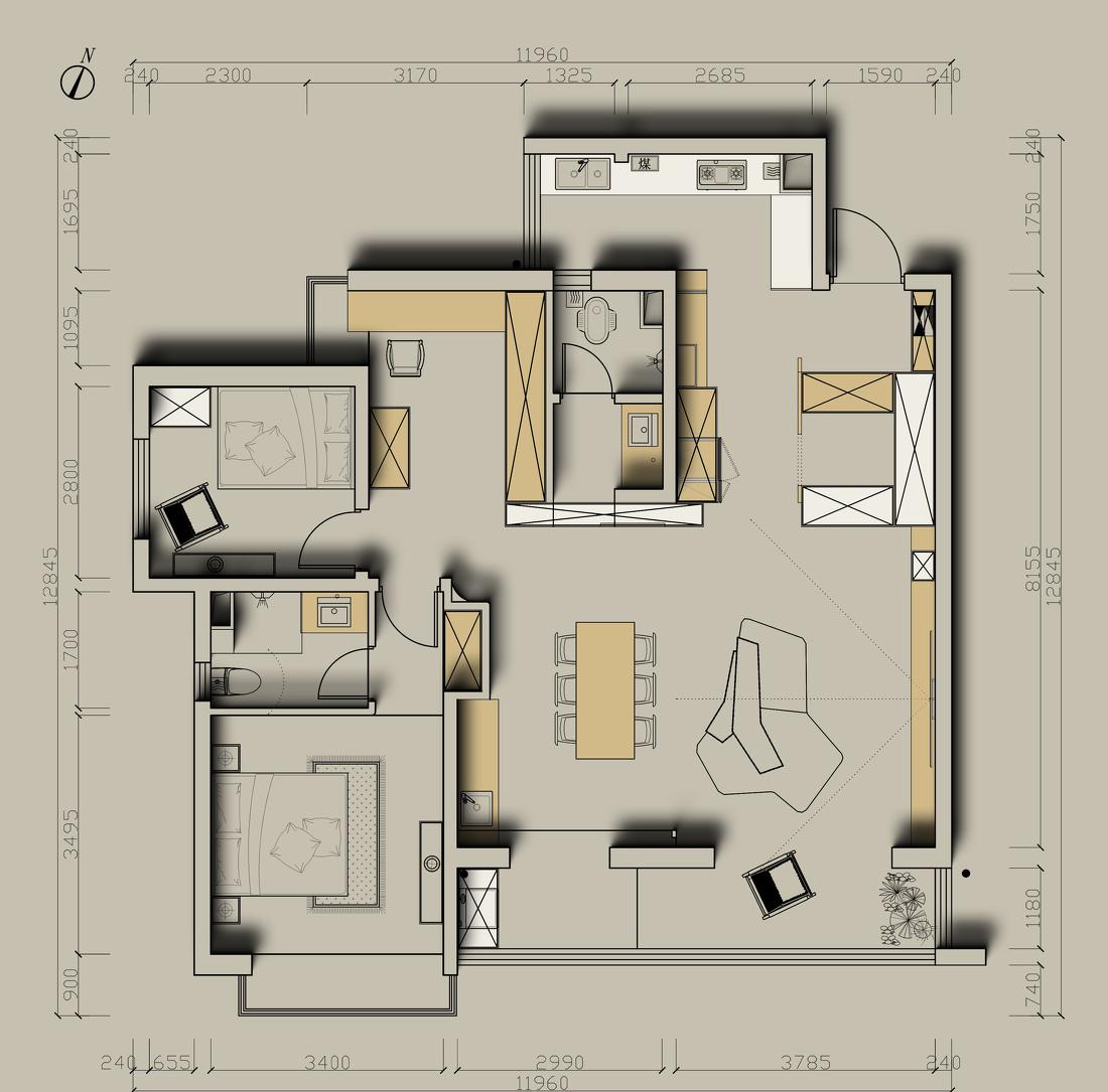 木·白丨海洋板丨四室改两室-16
