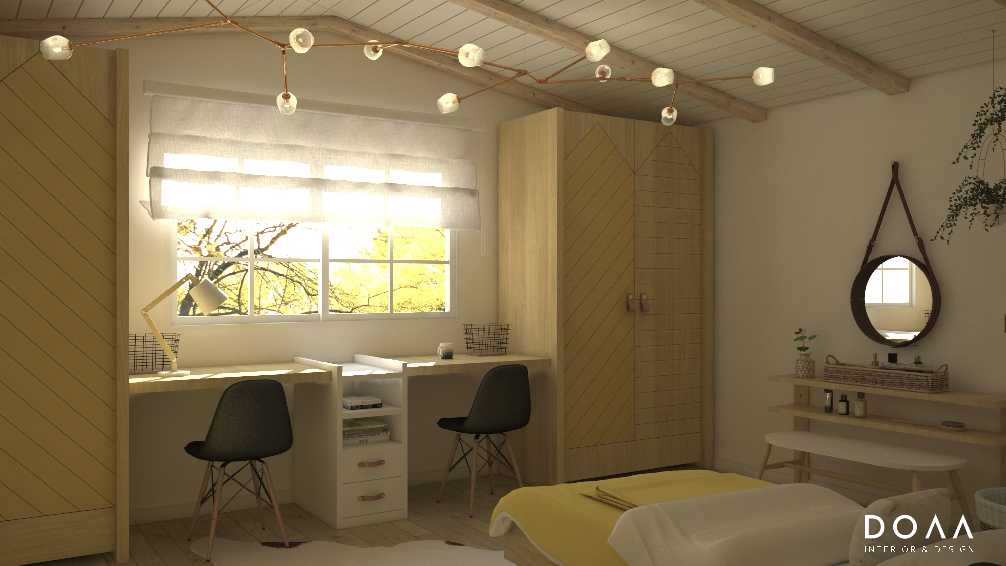 两个女孩的卧室丨Doaa Interior-4