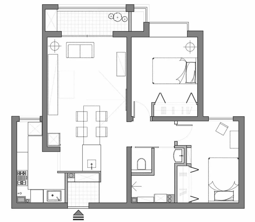 92㎡一人居,起居室,岛台加三分离,满满日系风-9