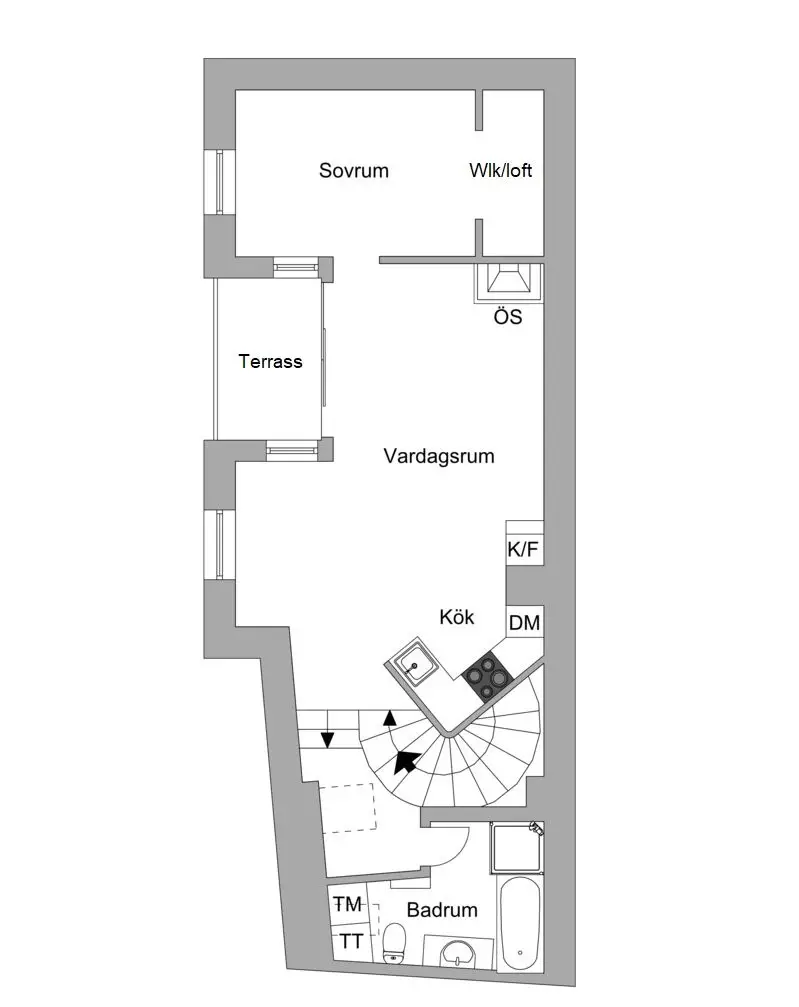 66 平米暗色调屋顶公寓 | 绿色与灰色的和谐空间-1