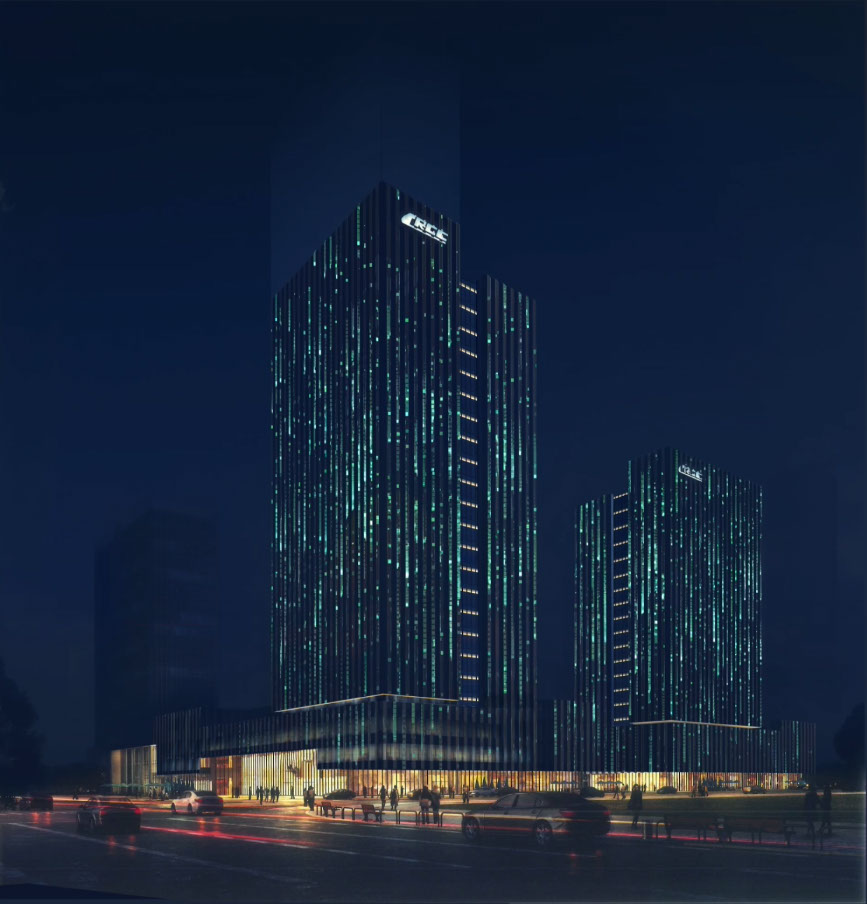 早期的一些商业中心建筑写字楼亮化效果图-7