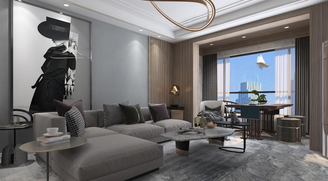 商丘 129㎡后现代轻奢黑白灰装修案例-2