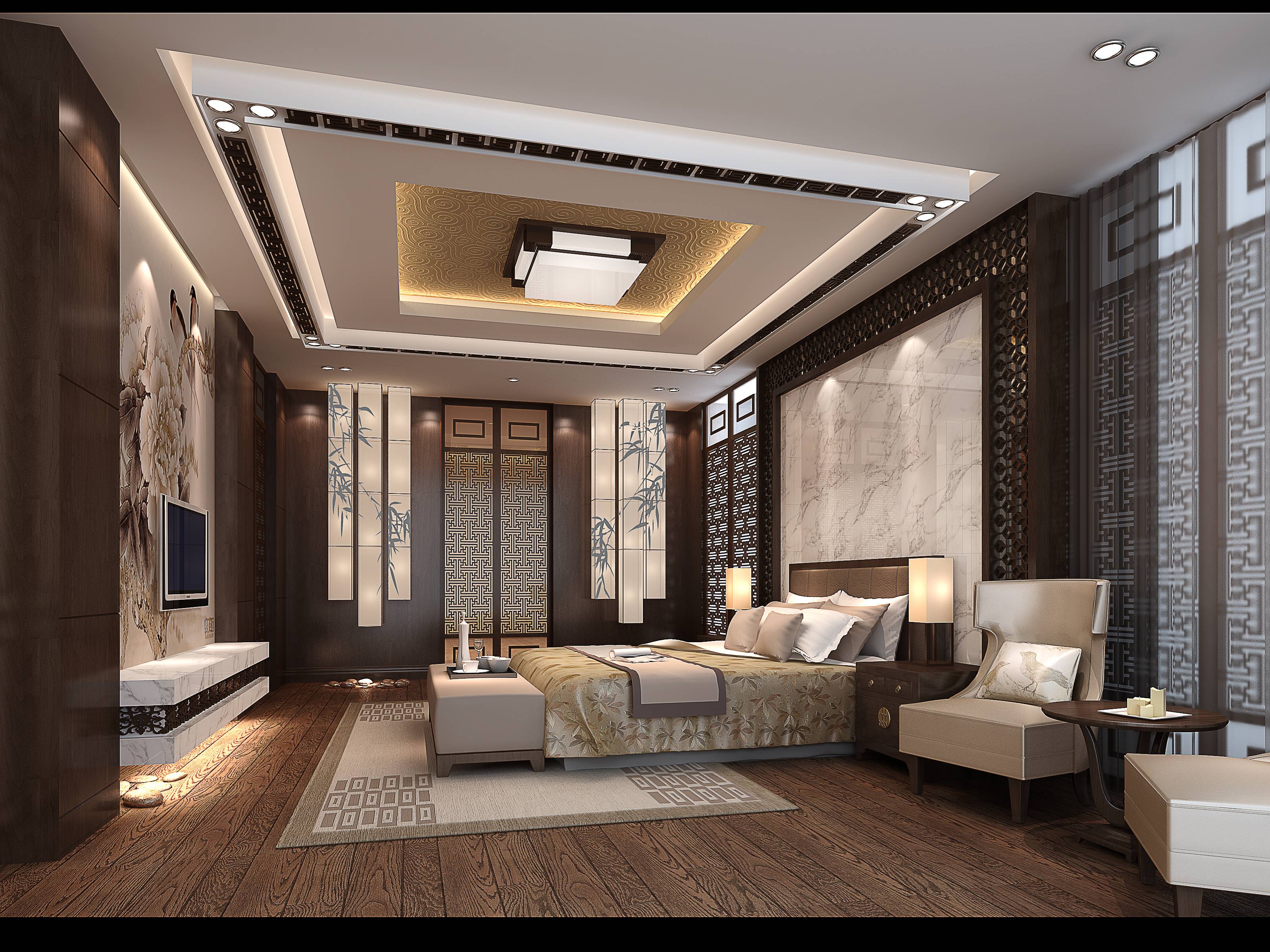 新中式 中式古典 奢华家装别墅样板房-10-36