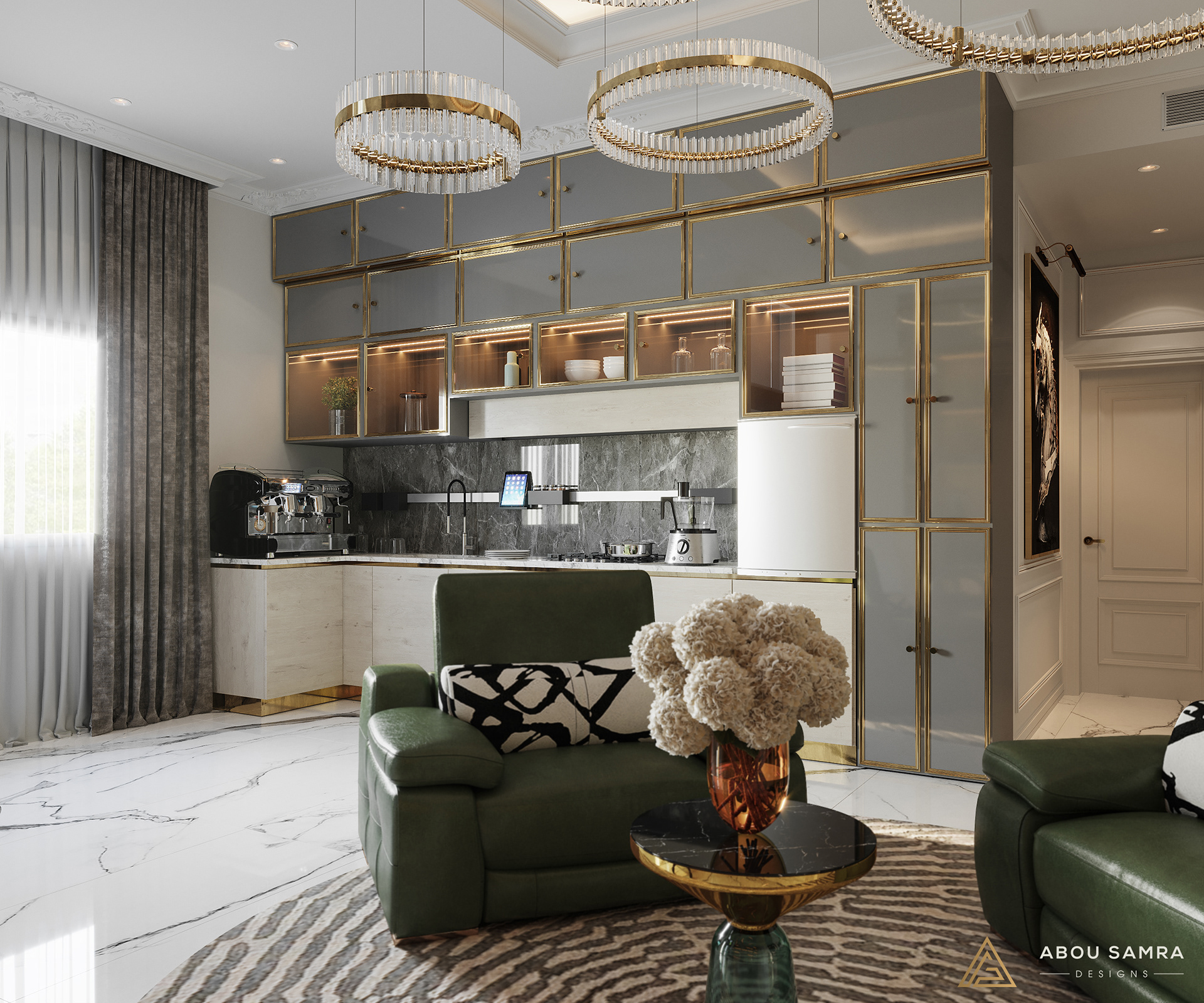 带小厨房的客厅丨沙特阿拉伯丨Abou Samra Group-22