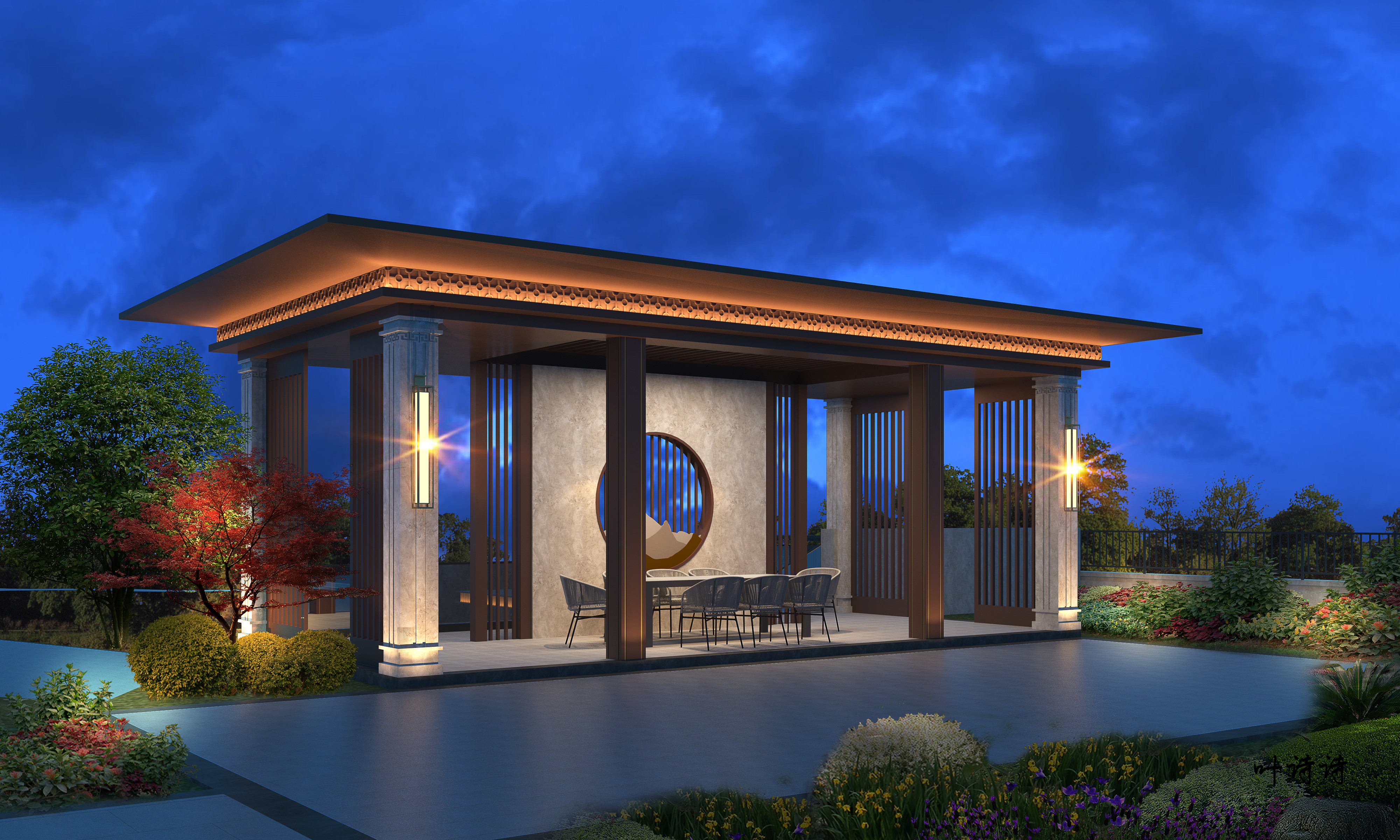 室外效果图|庭院设计-5