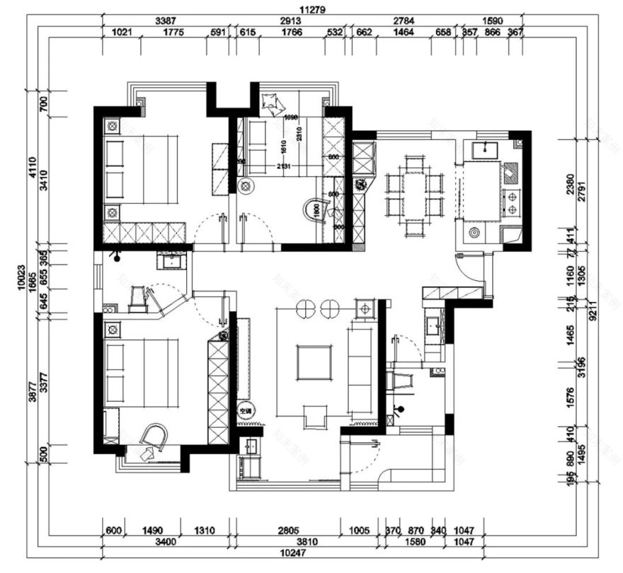 119㎡现代简约三居丨业之峰-4