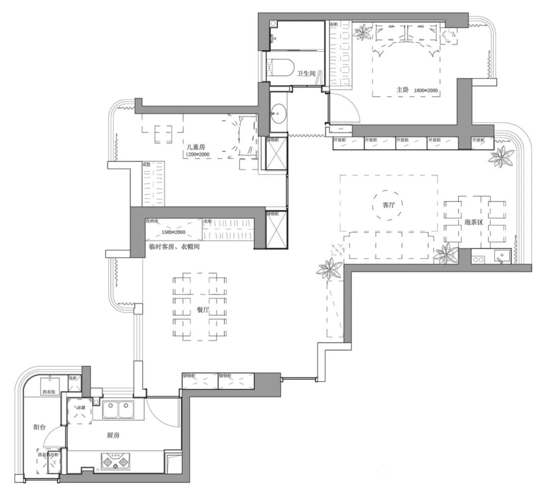 80㎡北欧日式小清新，客厅投影打造家庭影院！-9