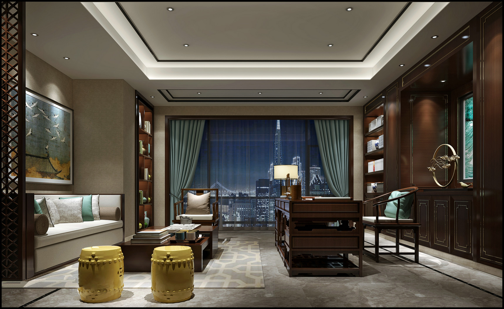 新中式 中式古典 奢华家装别墅样板房-17-29