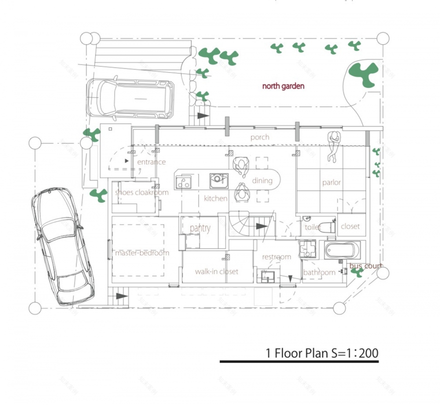 日本北面花房住宅 | 融合自然,阶梯式屋顶赏四季风光-35