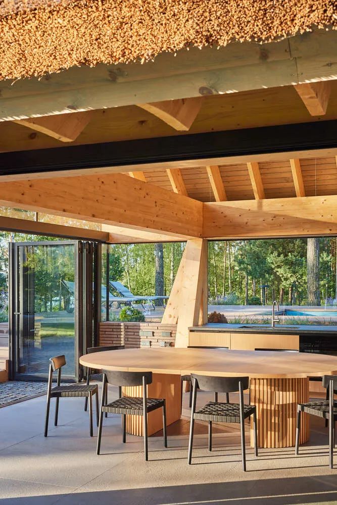 湖边森林中的钢构游泳池房丨立陶宛-23