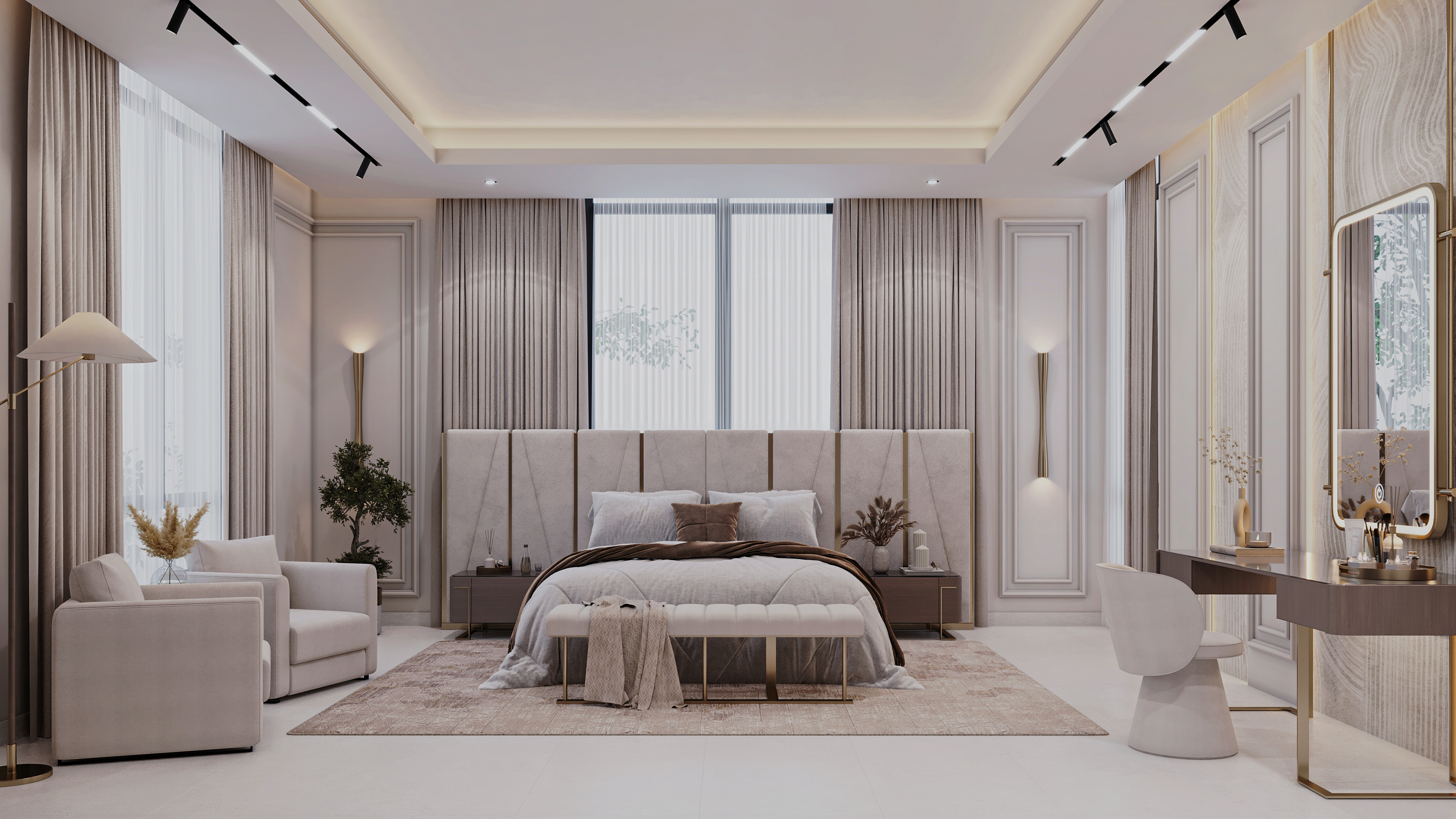 新古典奢华主卧丨阿联酋阿布扎比丨Archpix Engineering Consultants-6