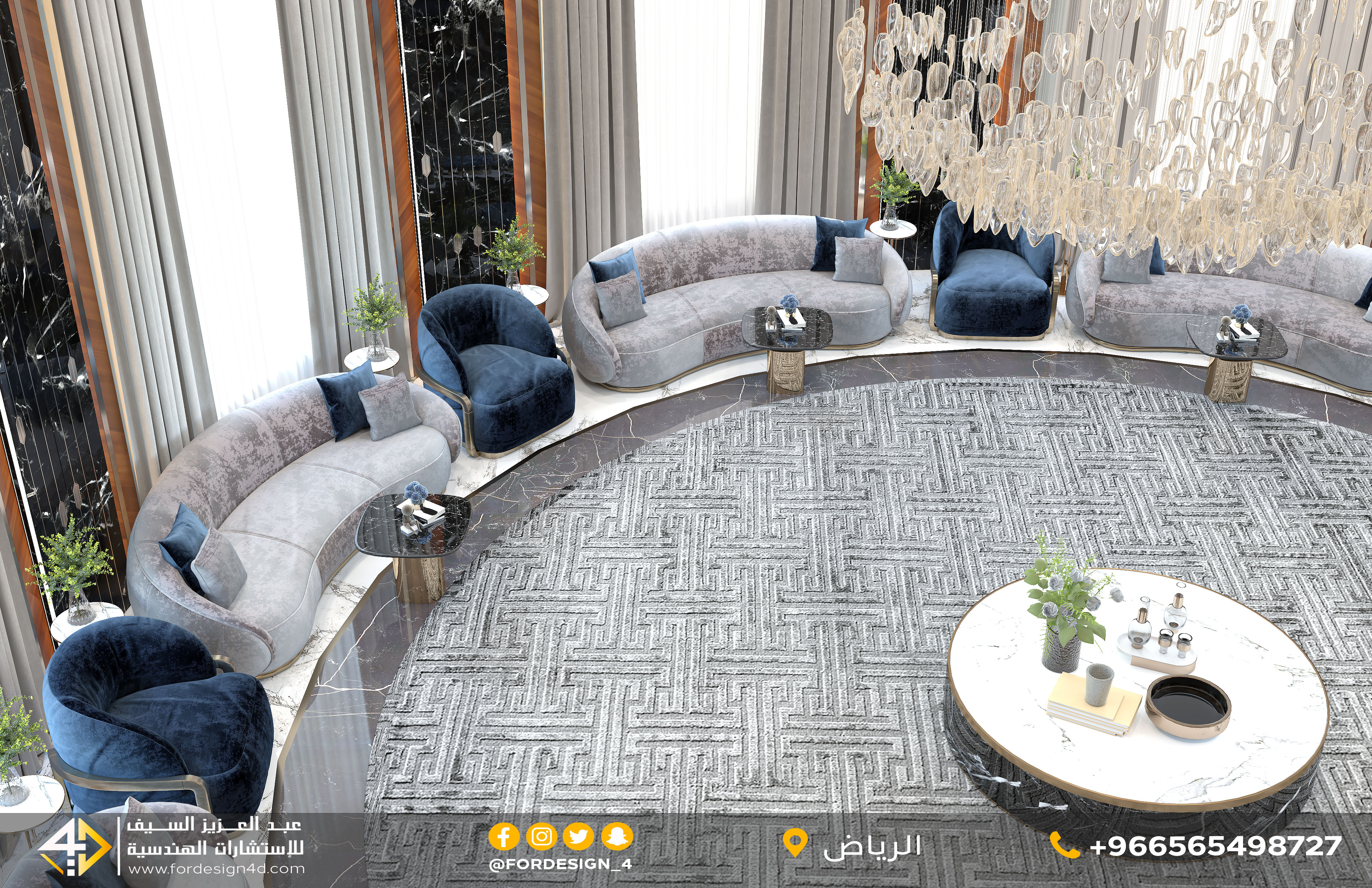 Luxury dark Men majlis in palace in KSA-5