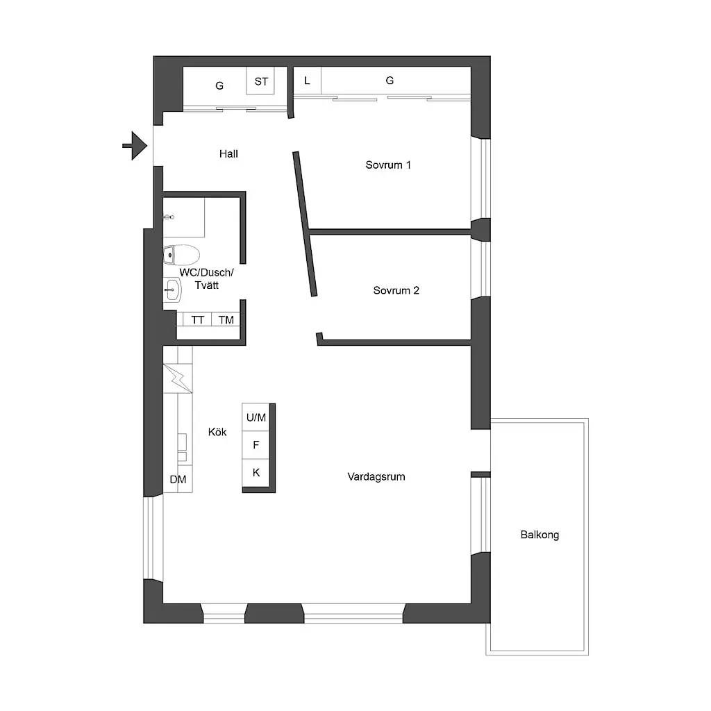 瑞典 81 平米公寓的半开放式厨房设计-20