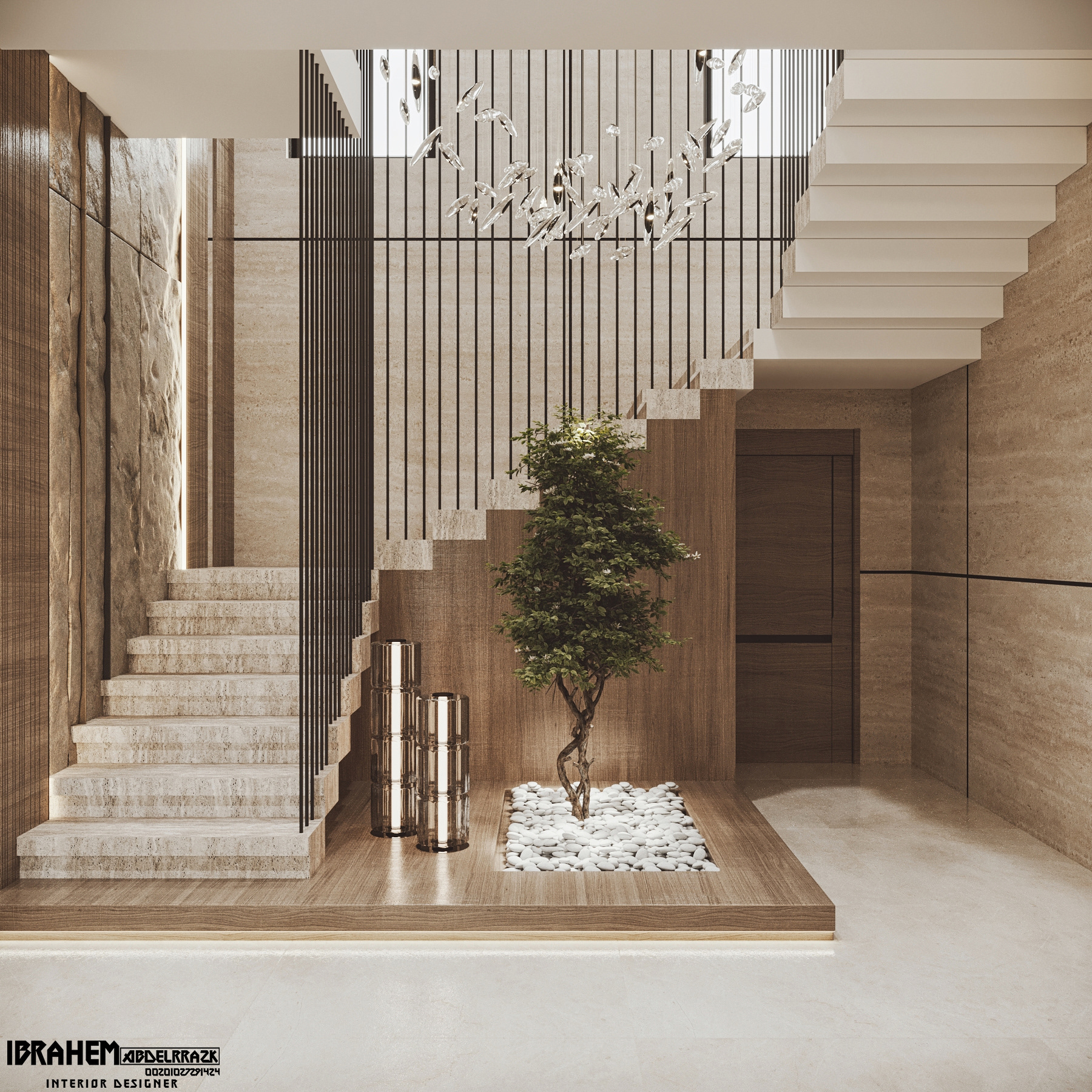 现代家庭大厅+楼梯丨IBRAHIM ABDELRAZK-3