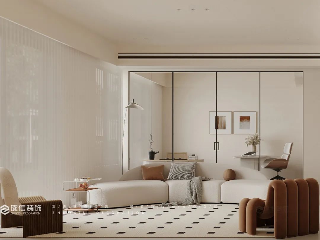 高科江澜 233m² 现代奶油风家居设计丨首席设计李成梅-19