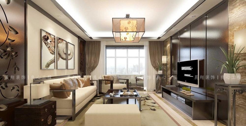 云水园 124㎡中式三居室 深色调营造开阔空间-0