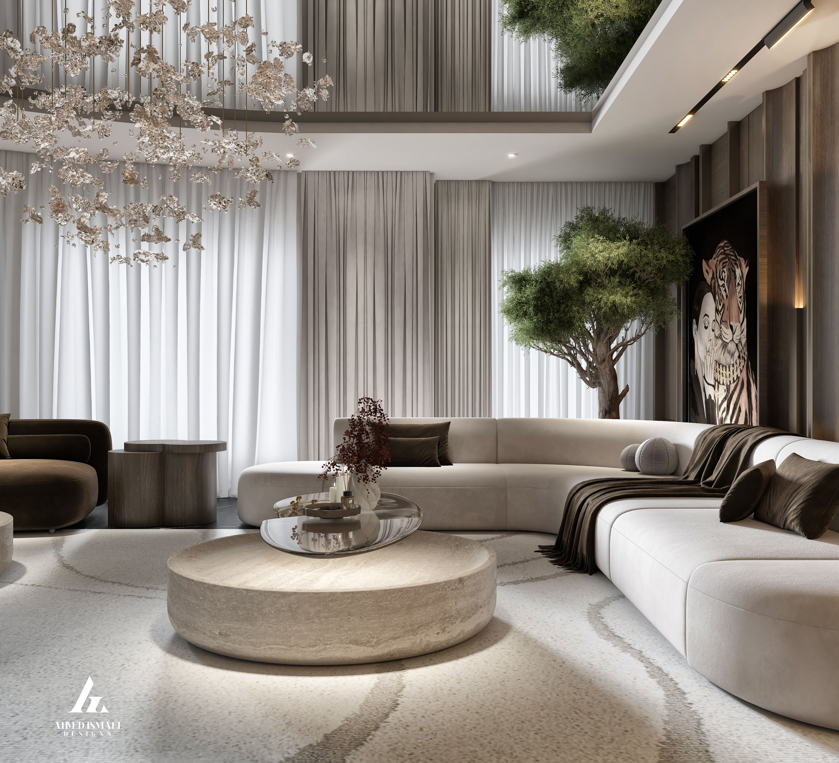 奢华现代接待区设计丨@ahmedismail_designs-7