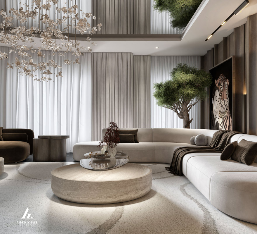 奢华现代接待区设计丨@ahmedismail_designs-7