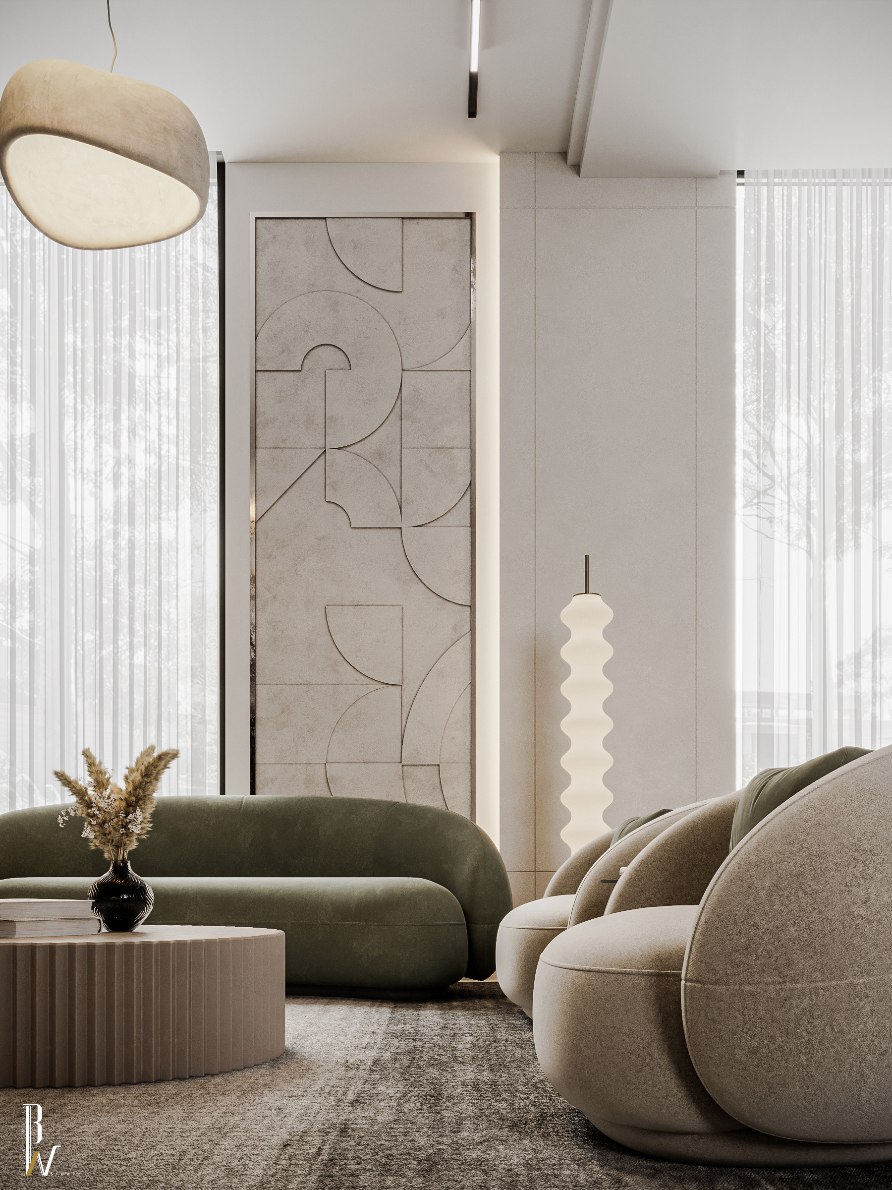 客厅设计丨Oman丨Black N White-19