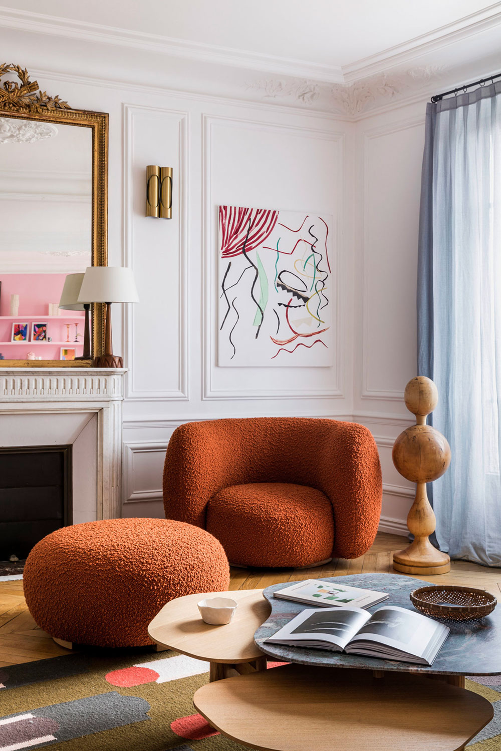 巴黎优雅公寓的粉色大胆设计-2