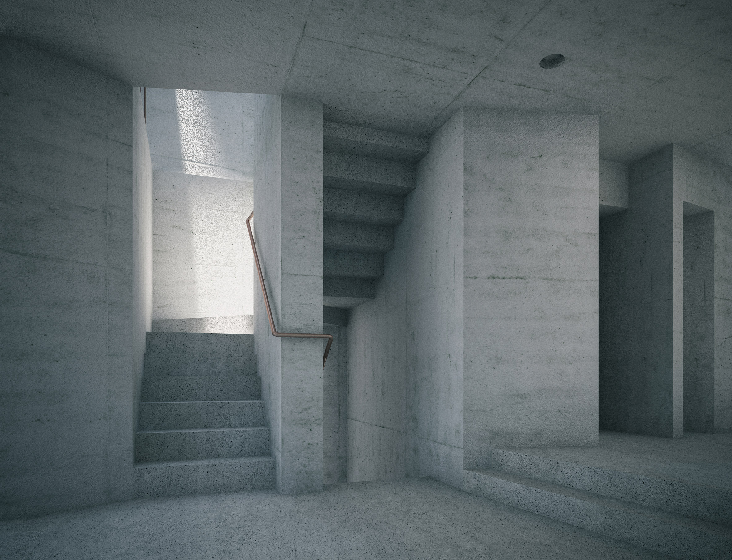 Adrian Phiffer envisions concrete home in Toronto with cutouts and angled walls-12