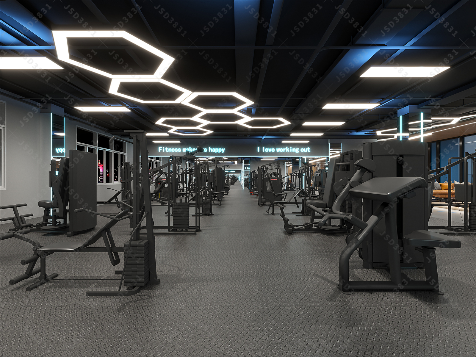工业健身房设计,公司健身房设计,会所健身房设计-5