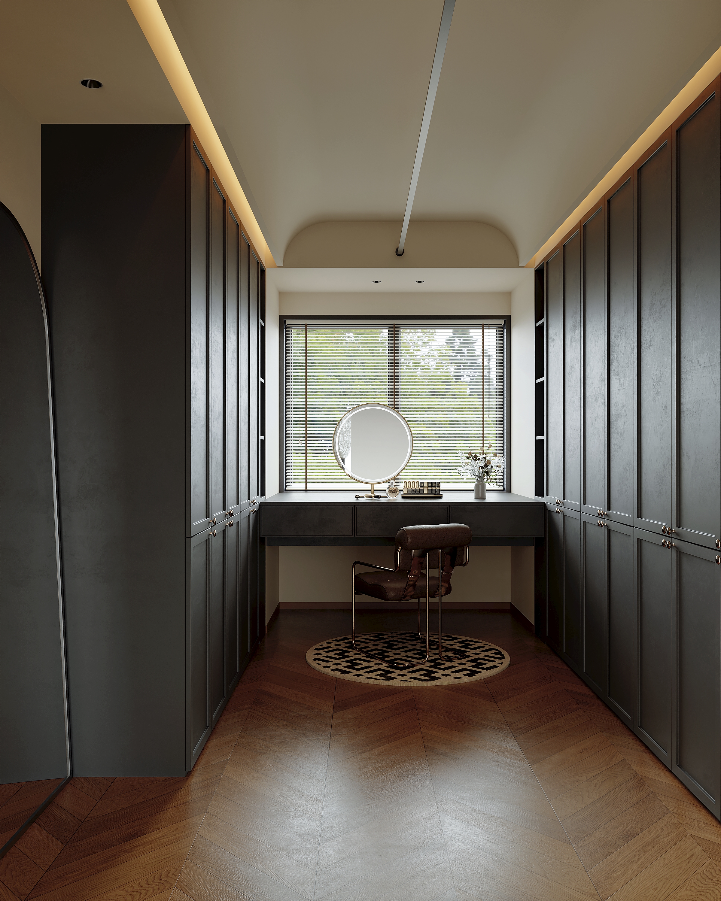 法式 奶油风 中古风客餐厅效果图-4