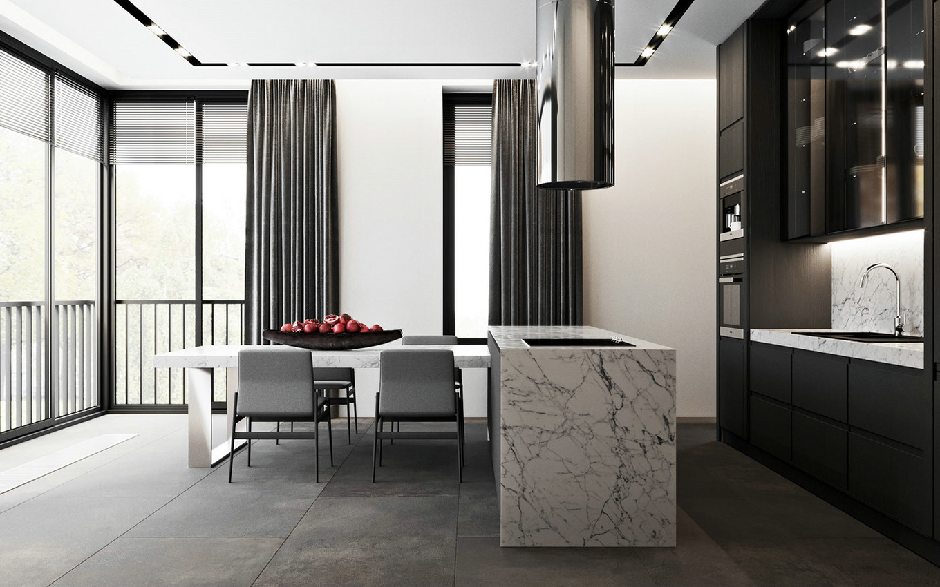 极简黑白永恒配色 B&W 公寓 | Arina Zamorina-3