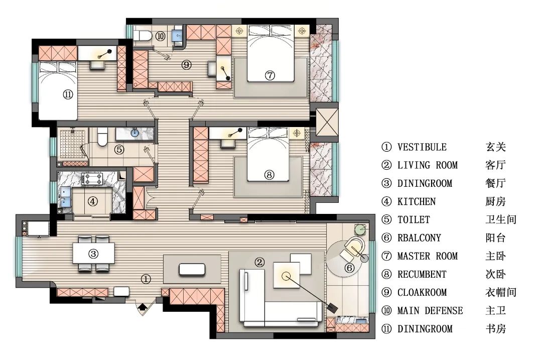 136㎡三室两厅，在幽静中绽放青春  度设计机构-26