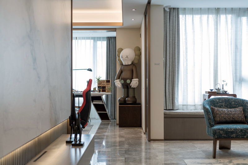 上善若水 | 鸿坤理想城上叠样板间的赖特式有机设计-17