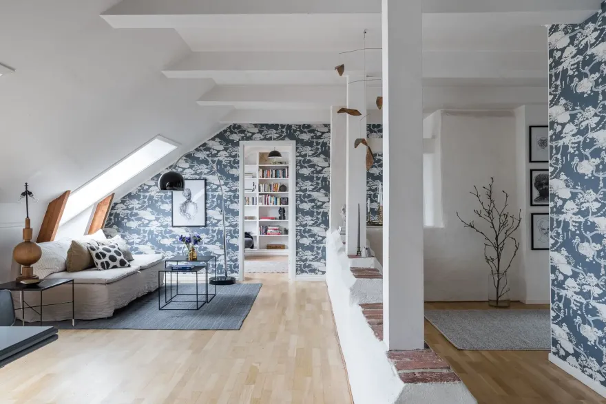 瑞典顶楼公寓的蓝色魅力-5