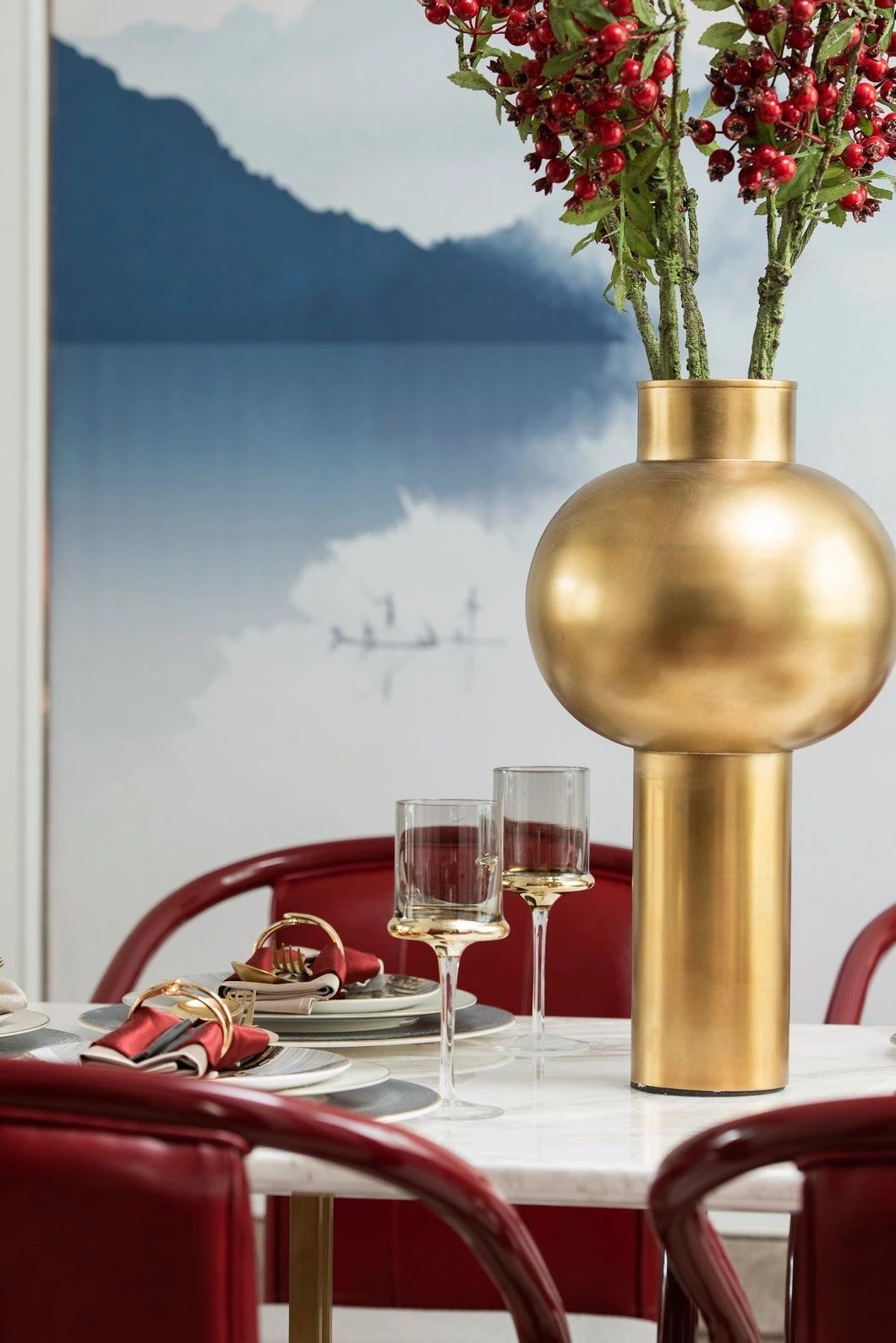 【元禾大千软装新作】220㎡“中国红”东方摩登别墅样板间设计方案-20