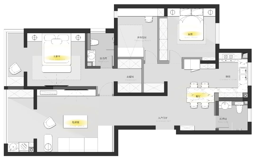 西安怡臻花园 130㎡轻奢空间,胡显辉打造黑白艺术世界-30