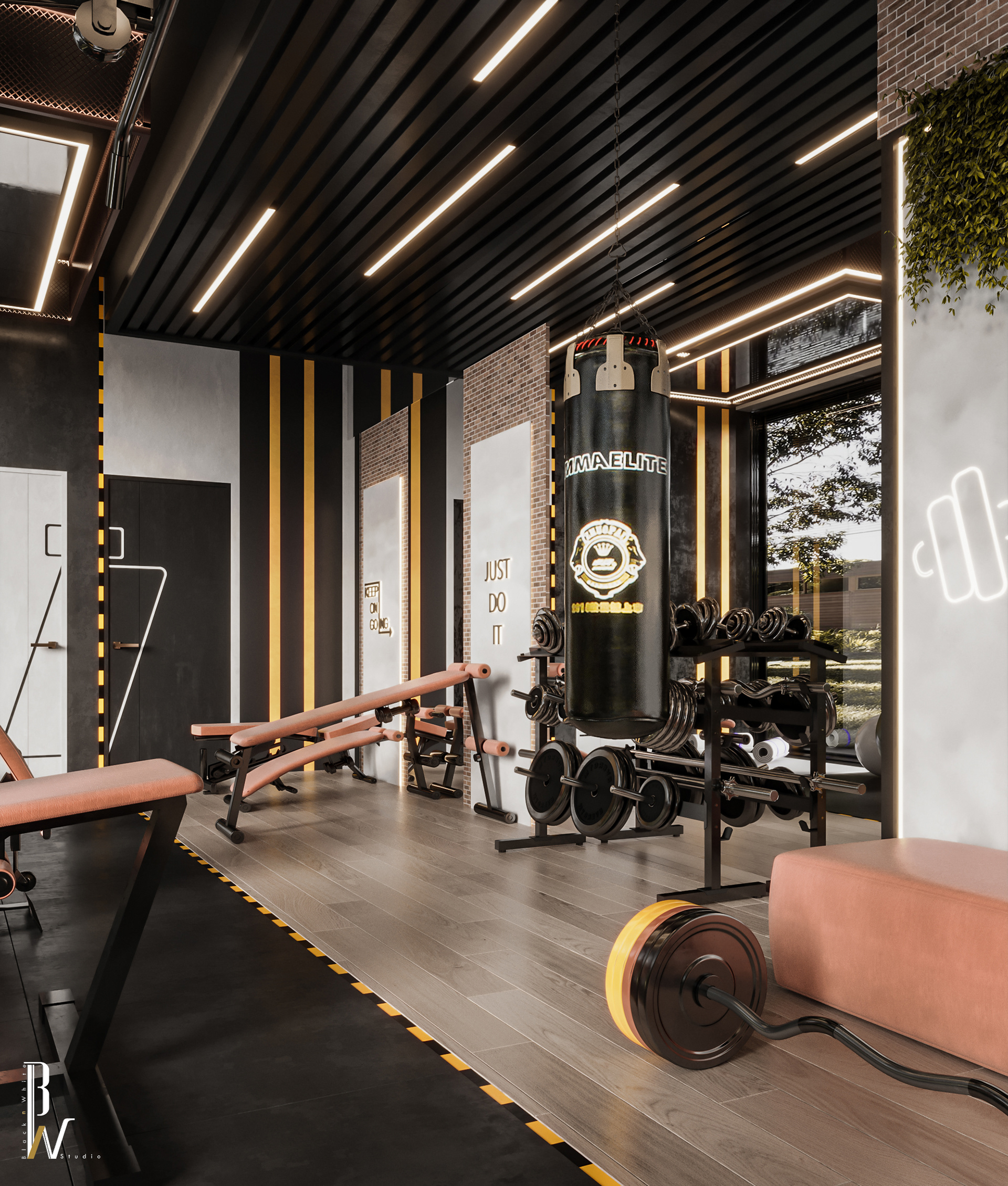 Home Gym 设计丨阿联酋丨Black N White-11