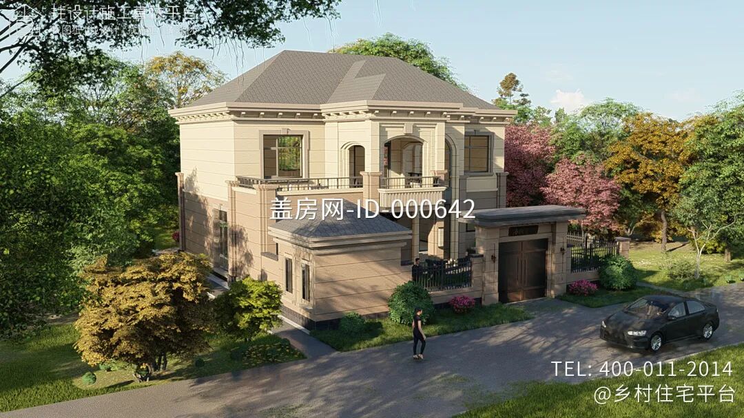 【设计师案例】土建参考造价61万，面宽16m×进深12.5m河南新乡二层欧式别墅-27