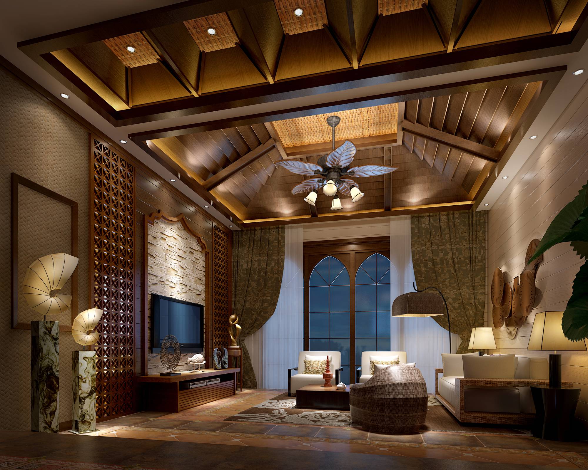 新中式 中式古典 奢华家装别墅样板房-6-8