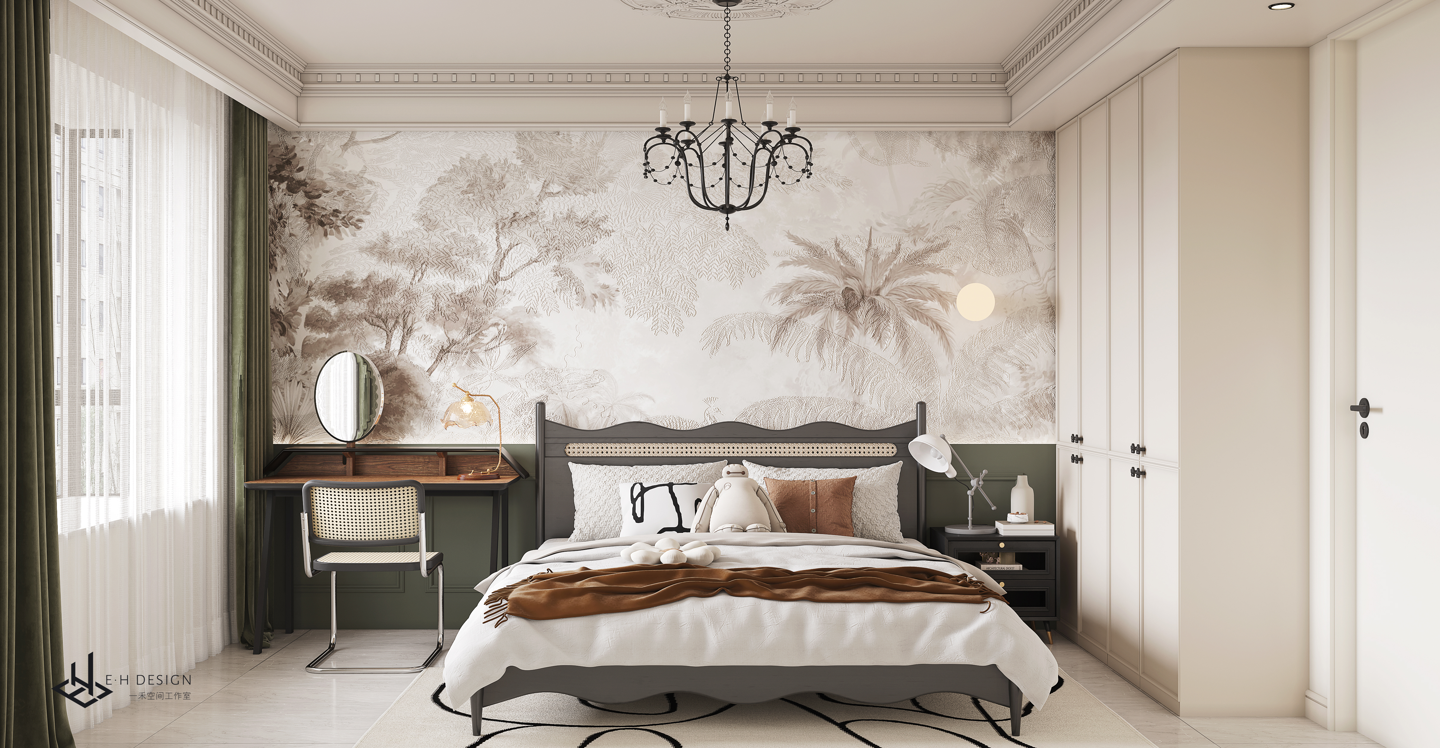 西安《西航社区》轻奶油风室内设计丨中国西安丨壹禾墨影空间设计-10