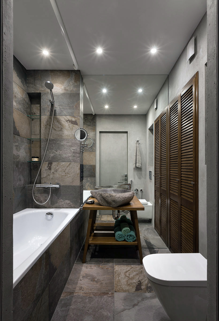 使用灰蓝色调的60平现代公寓设计-23