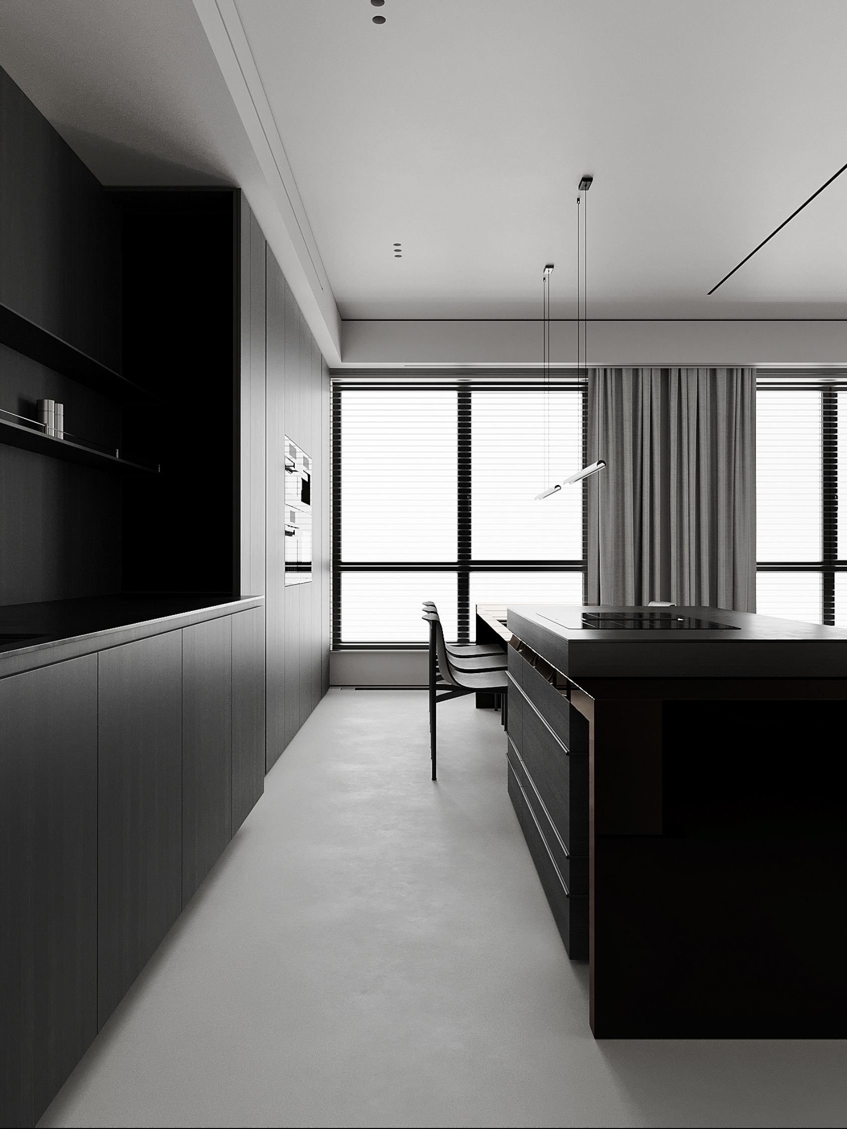 120㎡ 意式极简 经典黑白灰的家-10