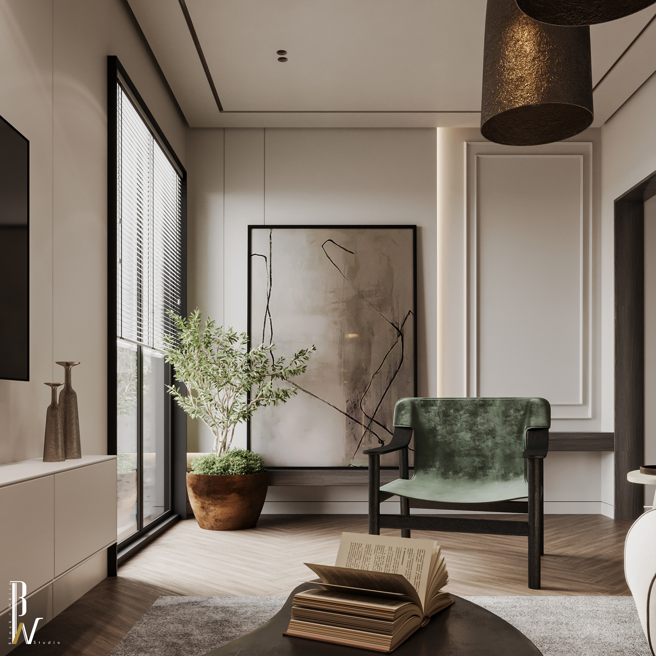 KSA 新古典风格客厅设计丨Black N White-15