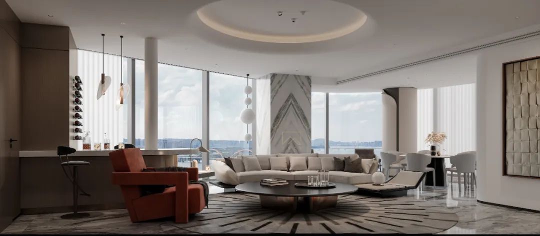 长沙汤臣一品轻奢大平层设计丨中国长沙丨美颂上镜室内建筑设计-7