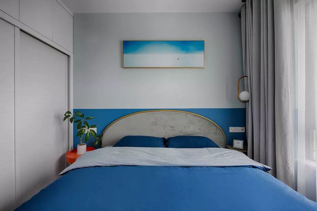 现代简约小户型，蓝色半墙设计独特优雅-17
