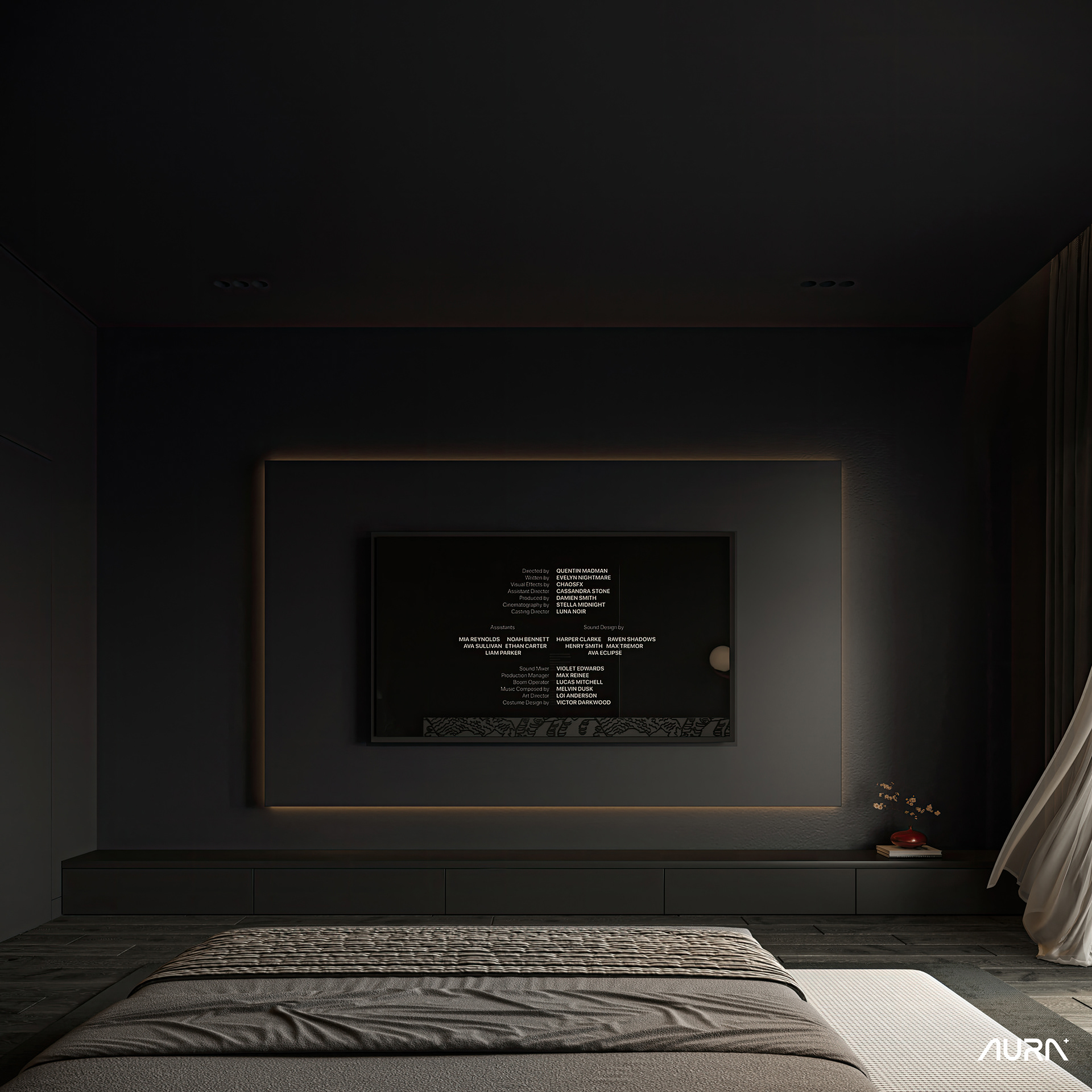 黑色主卧室丨AURA+ Studio-7